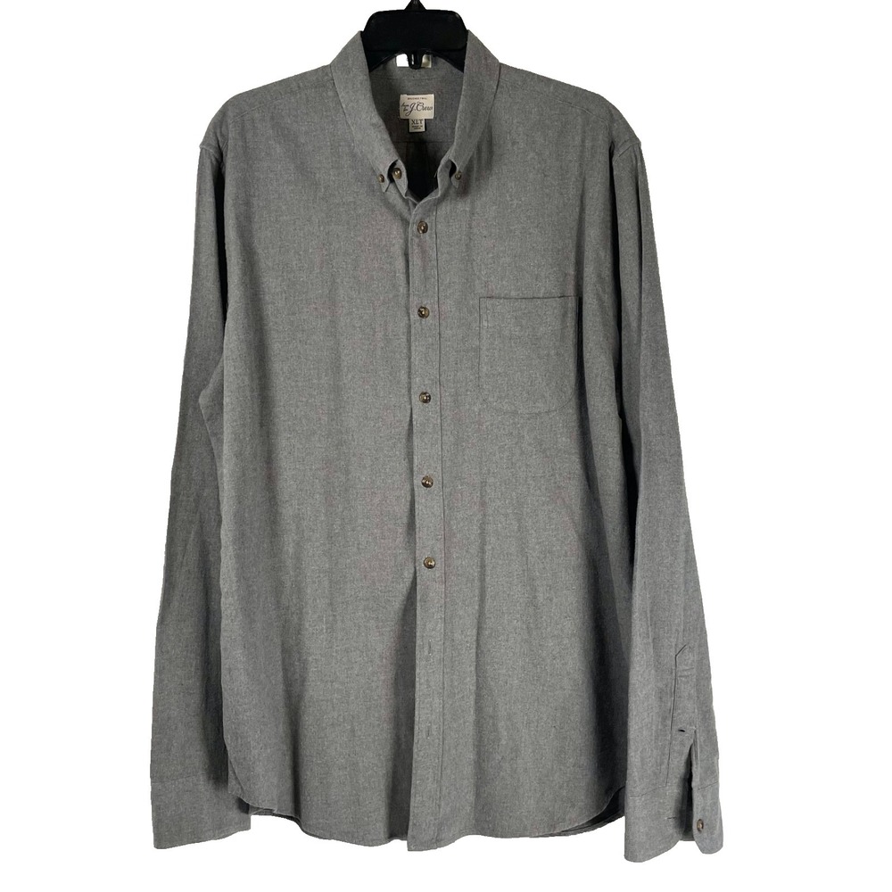 J Crew Men's Shirt Button Up Medium Flannel Gray Long Sleeve Cotton Soft Winter